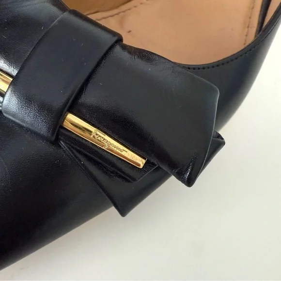 Salvatore Ferragamo Runa 100 Double Bow Leather Stiletto Heel Pointed Toe Pumps - Picture 4 of 14